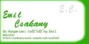 emil csakany business card